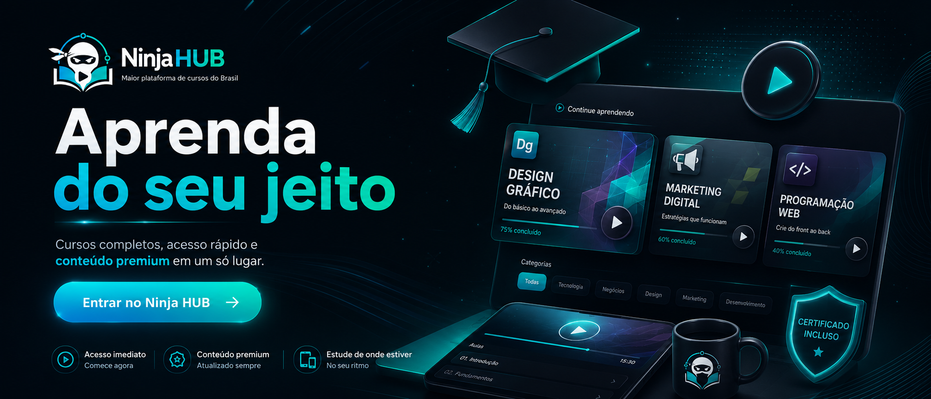 Aprenda do seu jeito na Ninja HUB